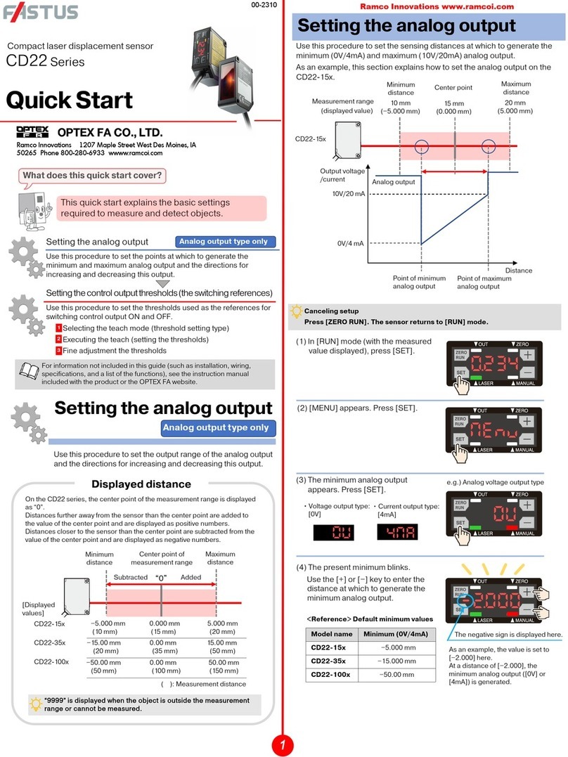 OPTEX FA FASTUS CD22 Series User manual