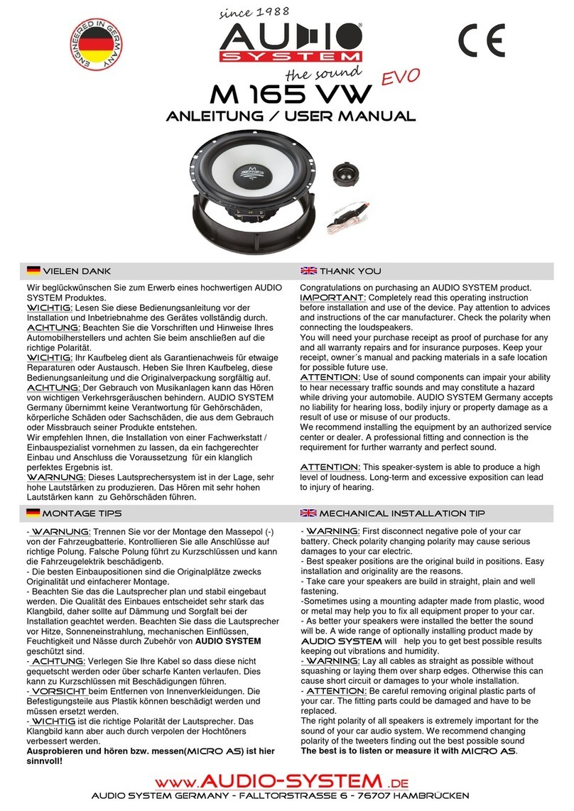 Audiosystem M 165 VW EVO User manual