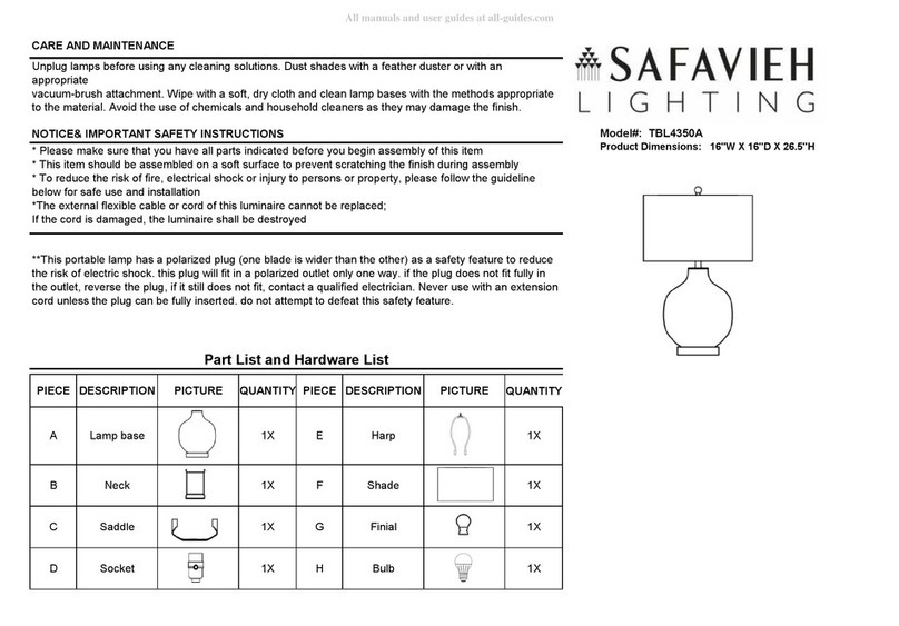 Safavieh Lighting TBL4350A quick start guide