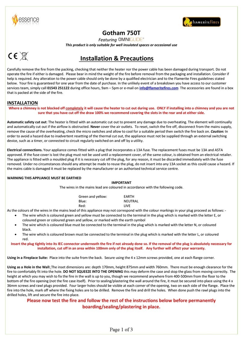 Flamerite Fires Gotham essence 750T User manual