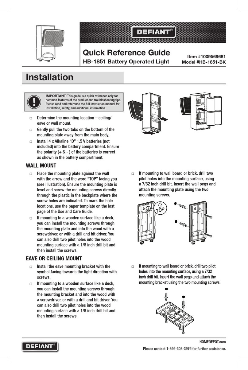 Defiant HB-1851 Quick reference guide