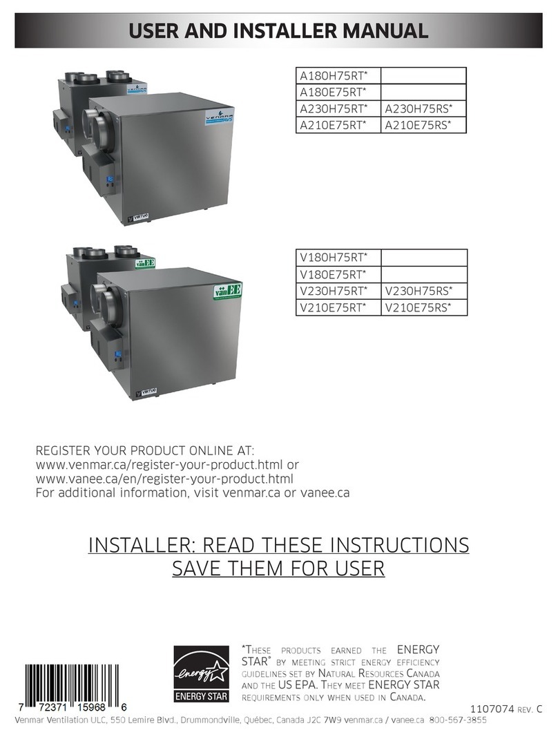 Venmar A180H75RT Series Use and care manual Venmar A180H75RT Series Use and care manual
