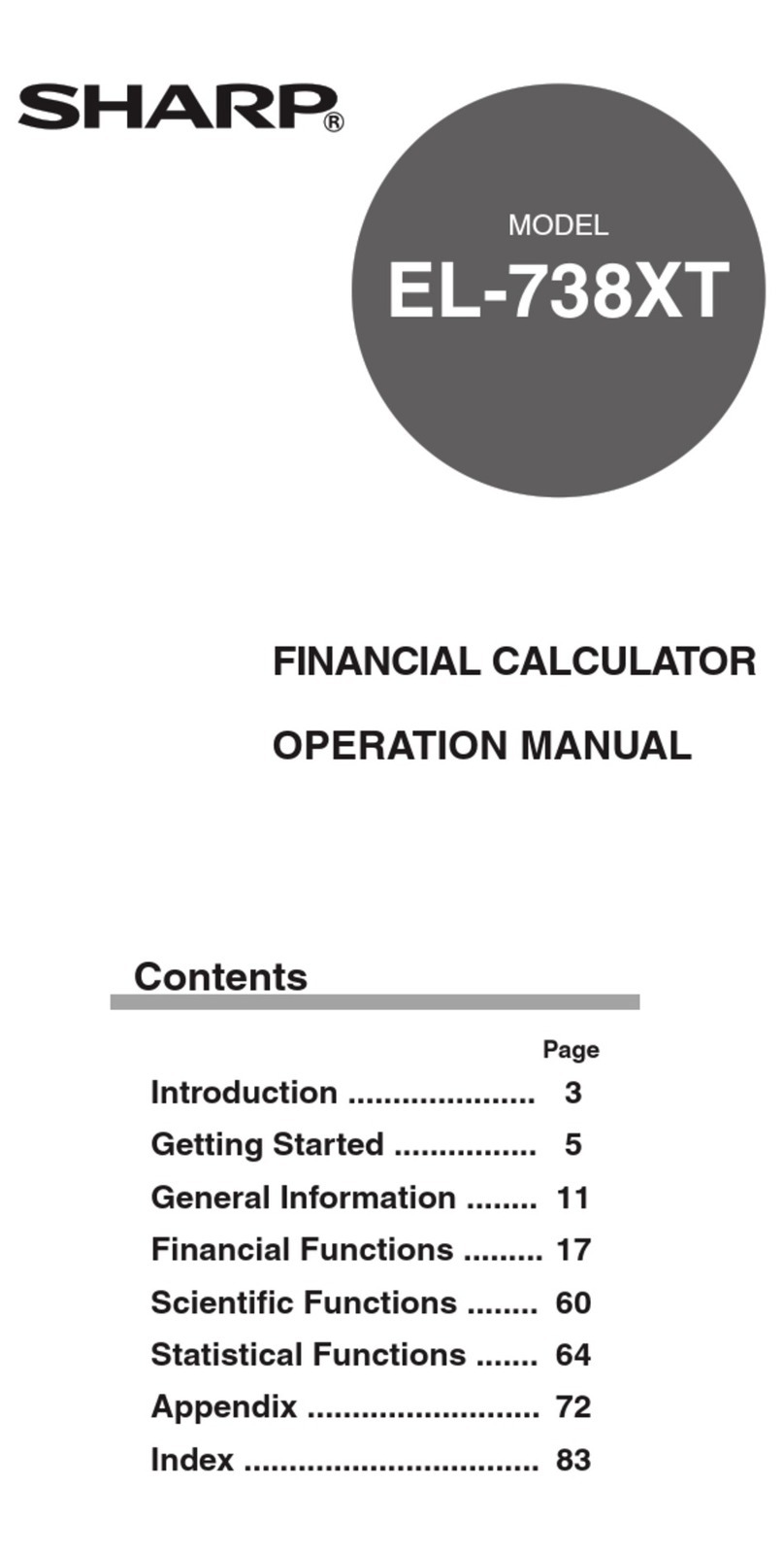 Sharp EL-738XTBN User manual