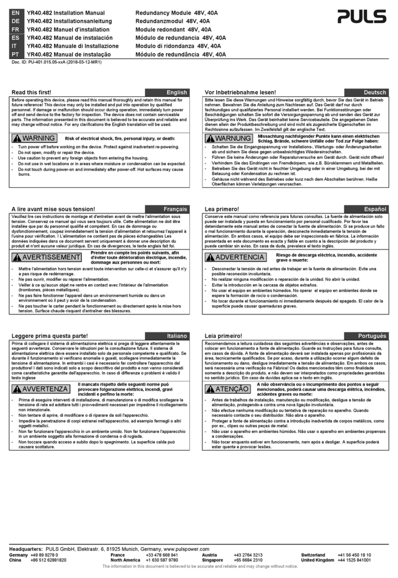 Puls YR40.482 installation manual