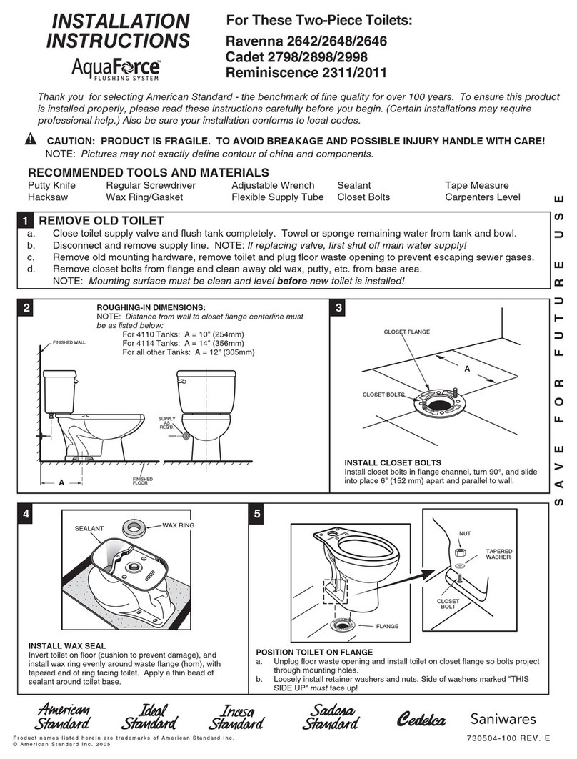 American Standard AquaForce Ravenna 2642 installation instructions
