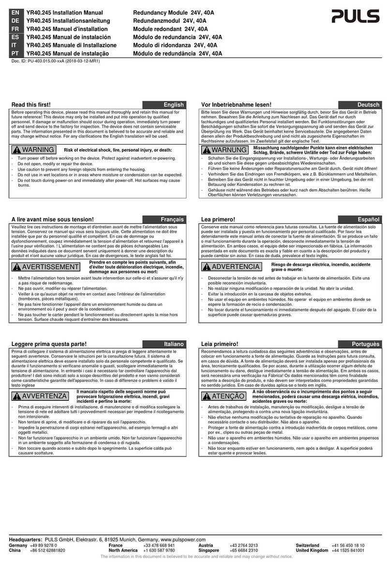 Puls DIMENSION YR40.245 installation manual