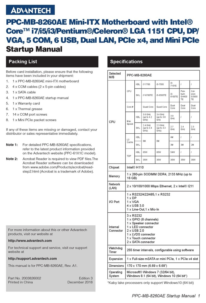 Advantech PPC-MB-8260 Installation and operation manual