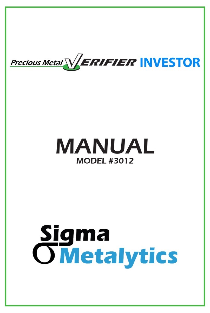 Sigma Metalytics Precious Metal Verifier INVESTOR 3012 User manual