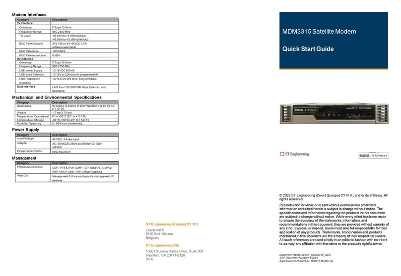 ST Engineering Electronics Newtec iDirect MDM3315 quick start guide