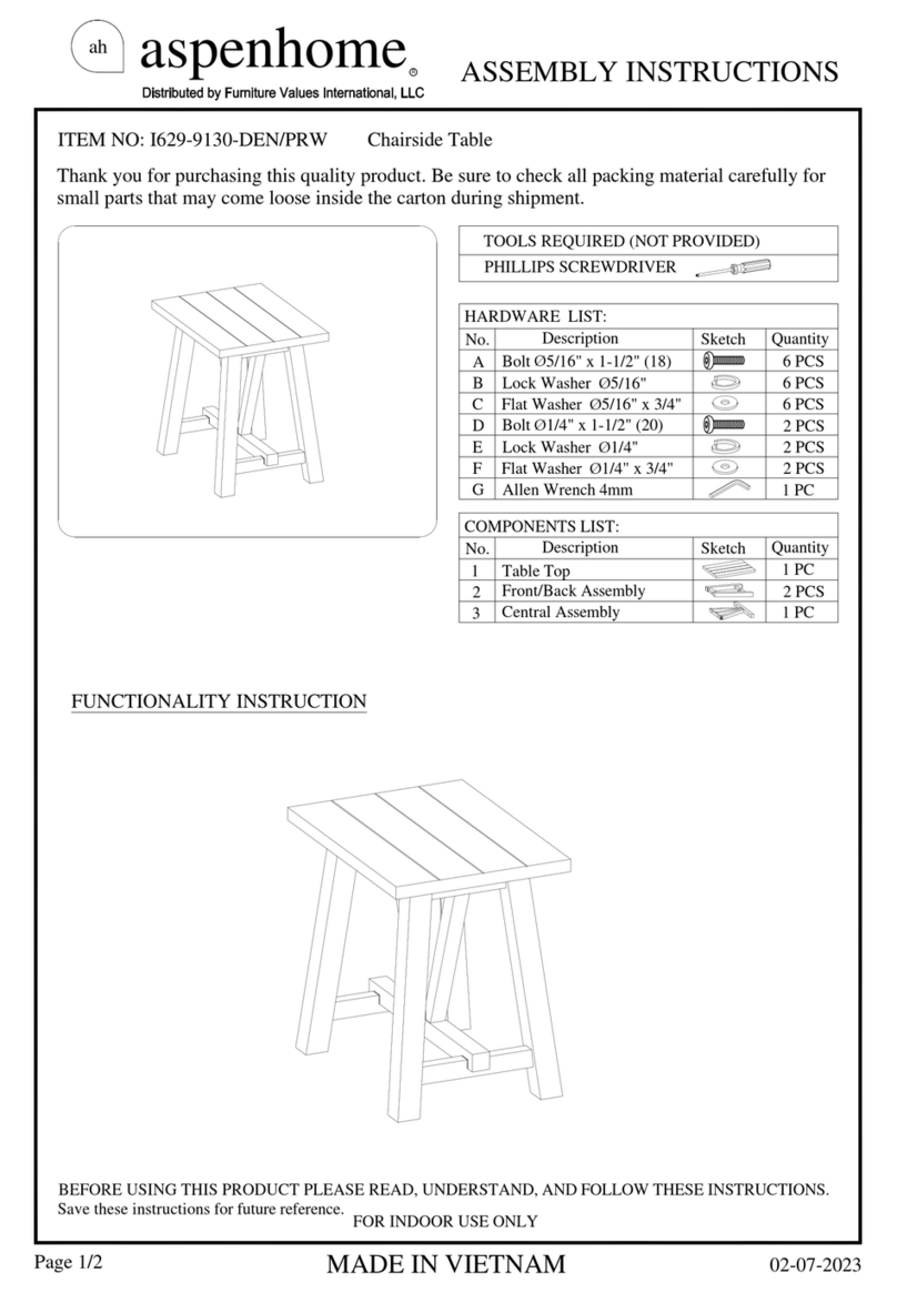 aspenhome I629-9130-DEN/PRW User manual aspenhome I629-9130-DEN/PRW User manual