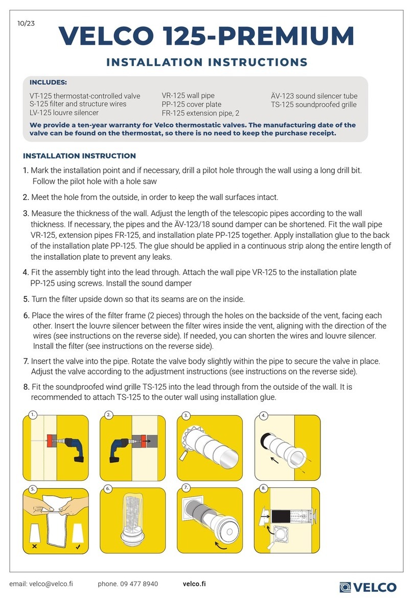 Velab 125-PREMIUM installation instructions