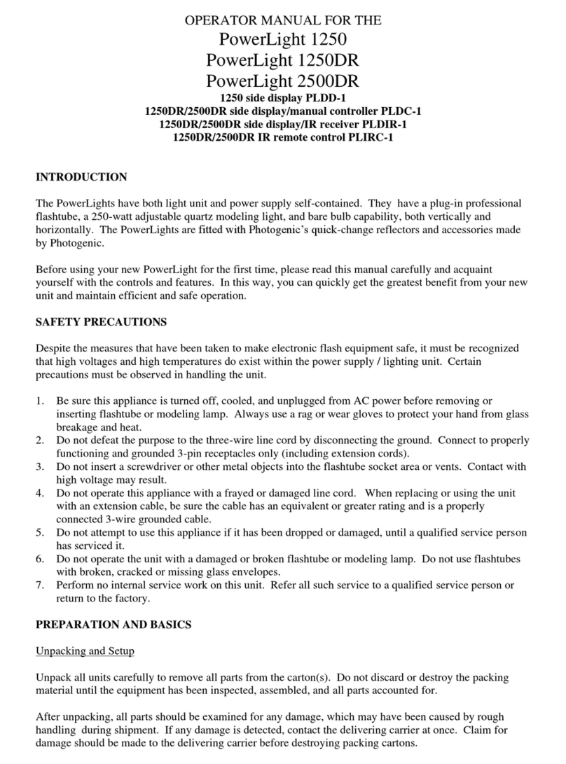 Photogenic PowerLight 1250 Operator's manual
