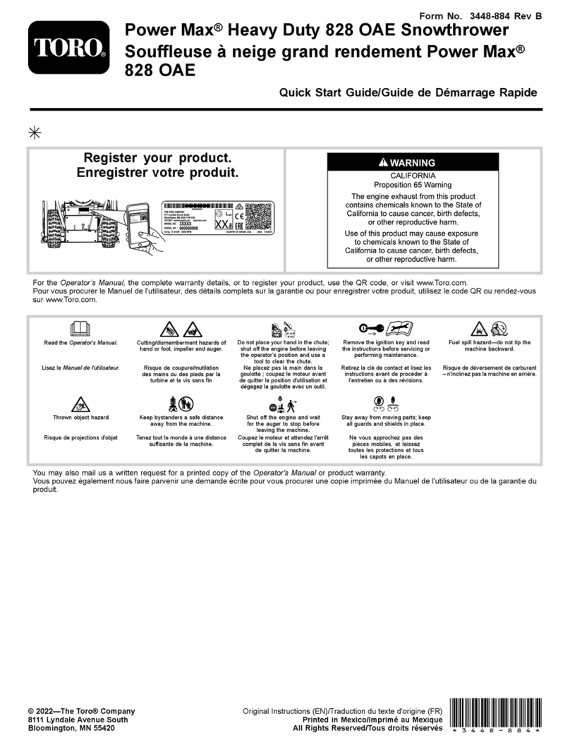 Toro Power Max 828 OAE quick start guide