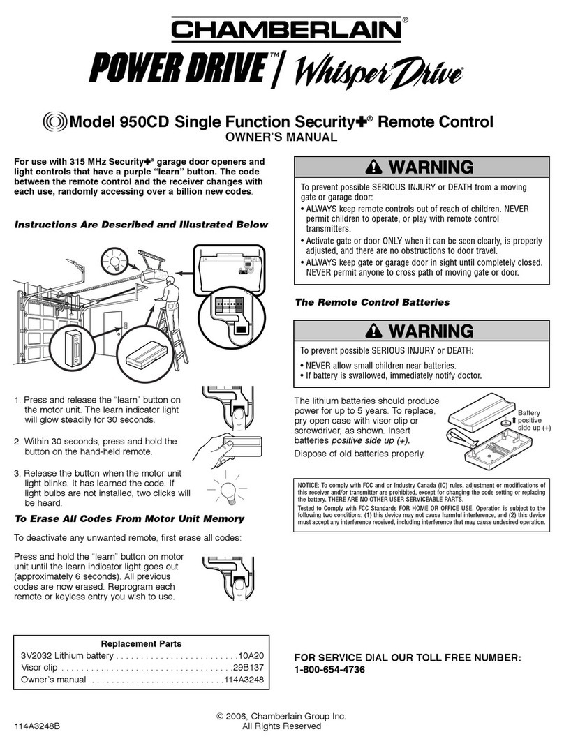 Chamberlain POWER DRIVE Whisper Drive 950CD User manual