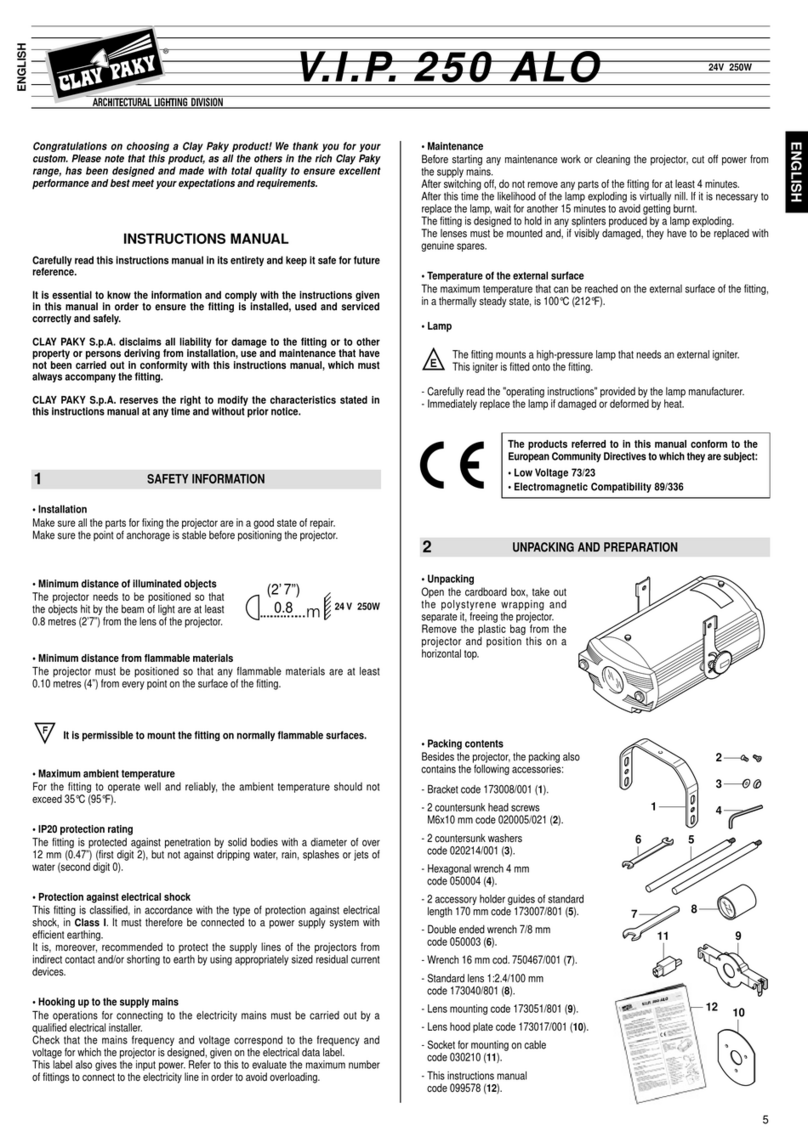 Claypaky V.I.P. 250 ALO instruction manual
