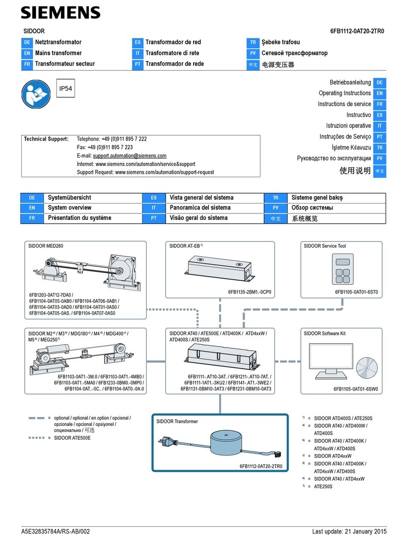 Siemens SIDOOR 6FB1112-0AT20-2TR0 User manual