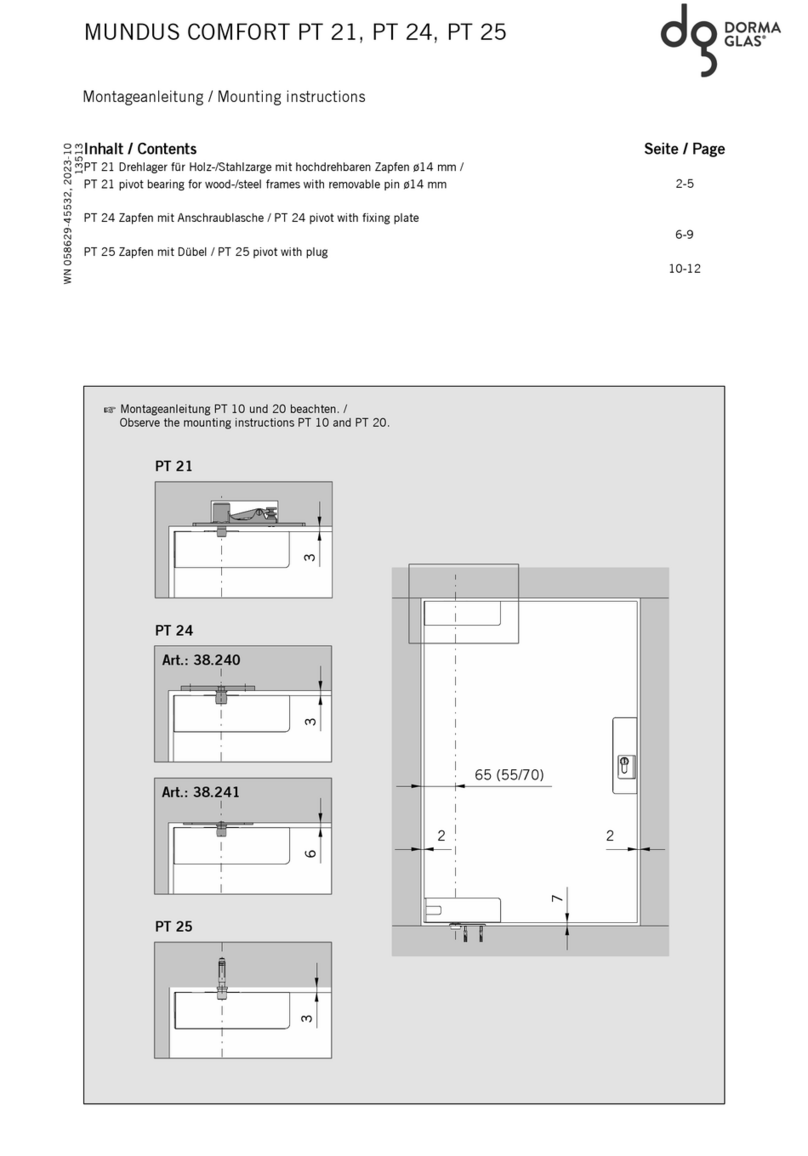 DORMA-Glas MUNDUS COMFORT PT 21 Mounting instructions