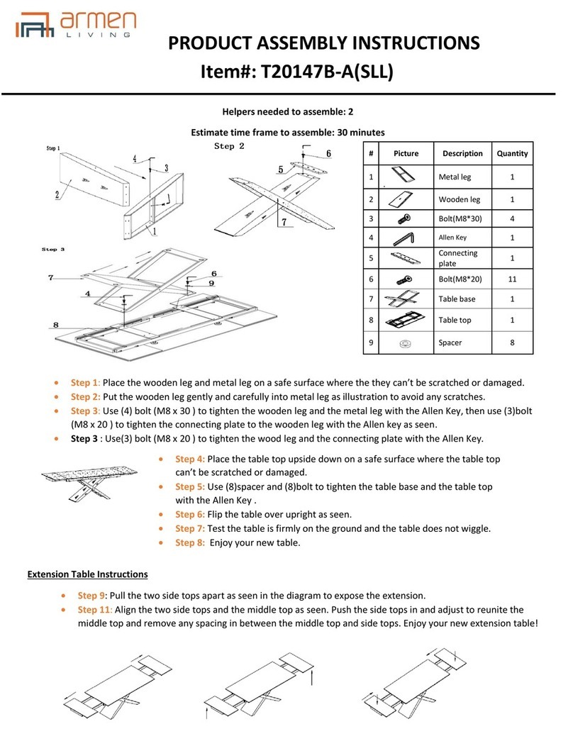 armen LIVING T20147B-A Product assembly instructions