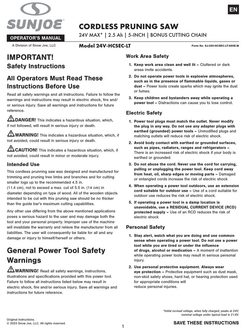 SNOWJOE sunjoe 24V-HCSEC-LT Operator's manual