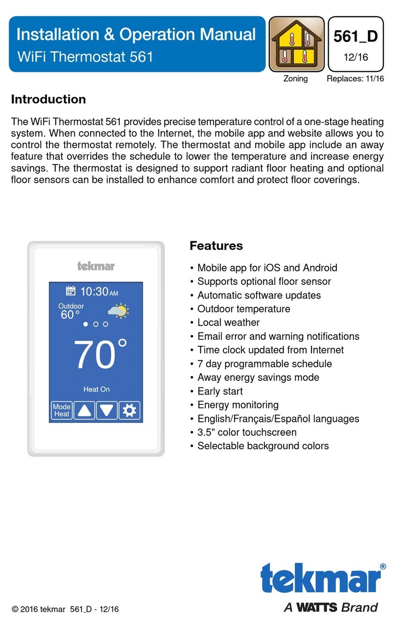 Watts Tekmar WiFi Thermostat 561 User manual