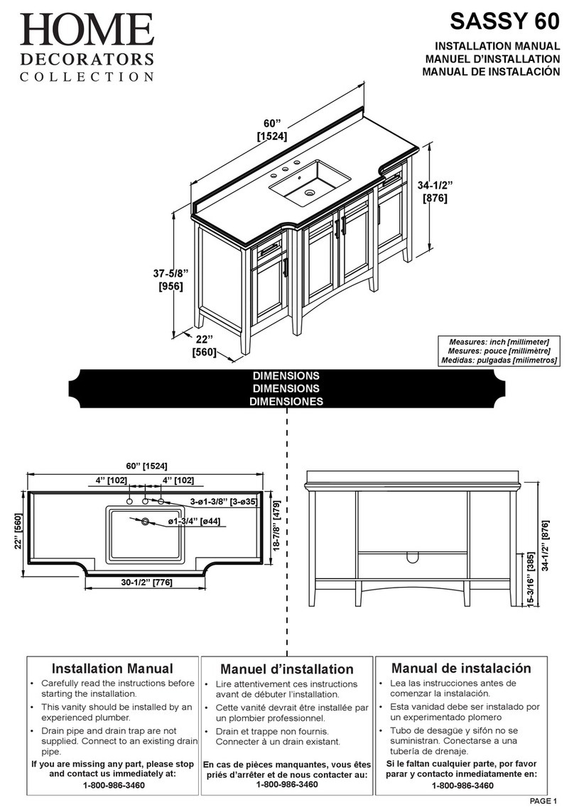 Home Decorators Collection SASSY 60 installation manual Home Decorators Collection SASSY 60 installation manual