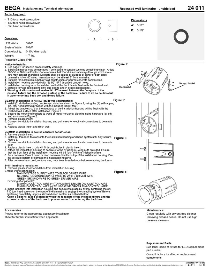 BEGA 24 011 Installation and technical information BEGA 24 011 Installation and technical information