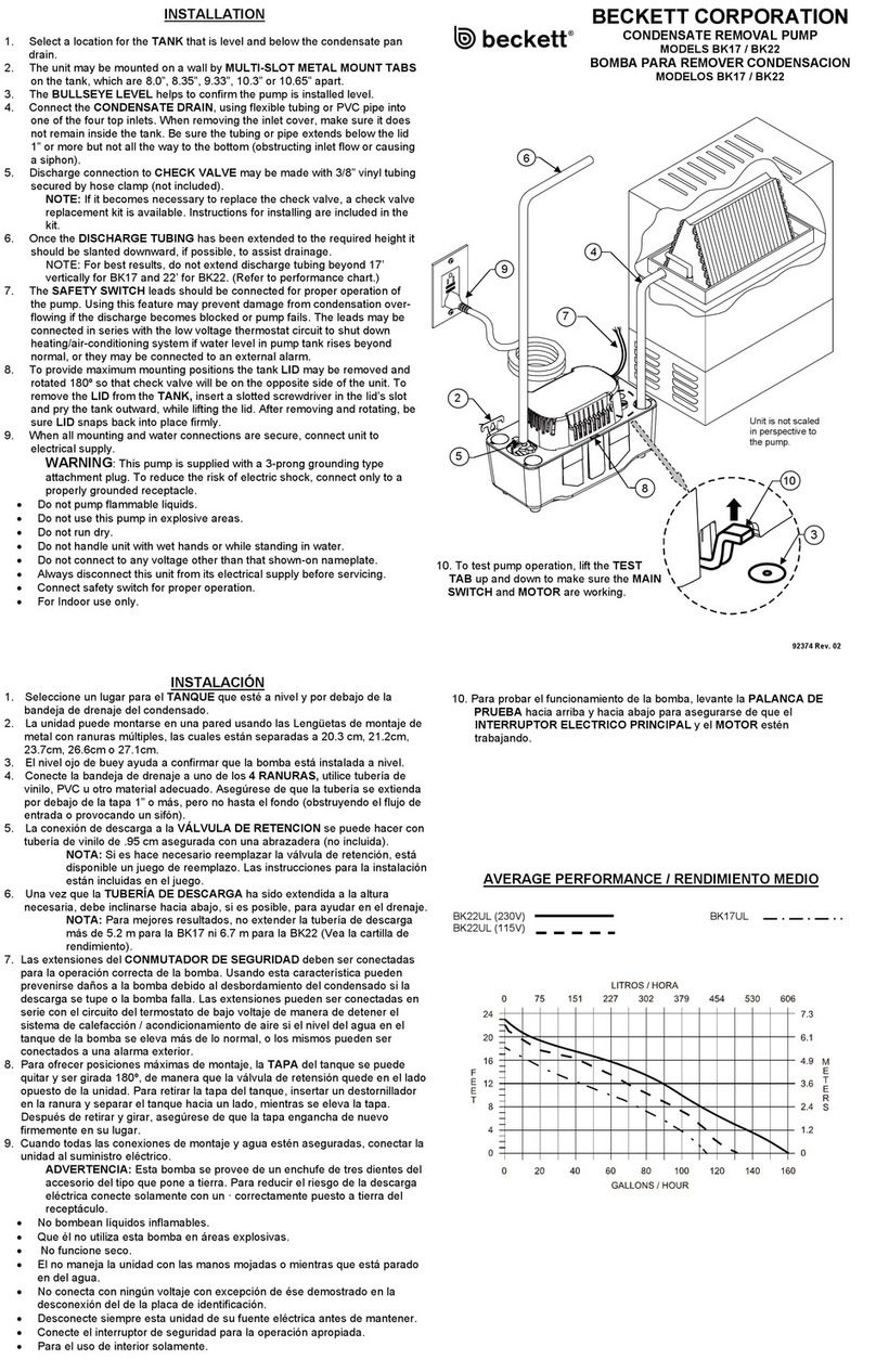 Beckett BK22UL quick start guide