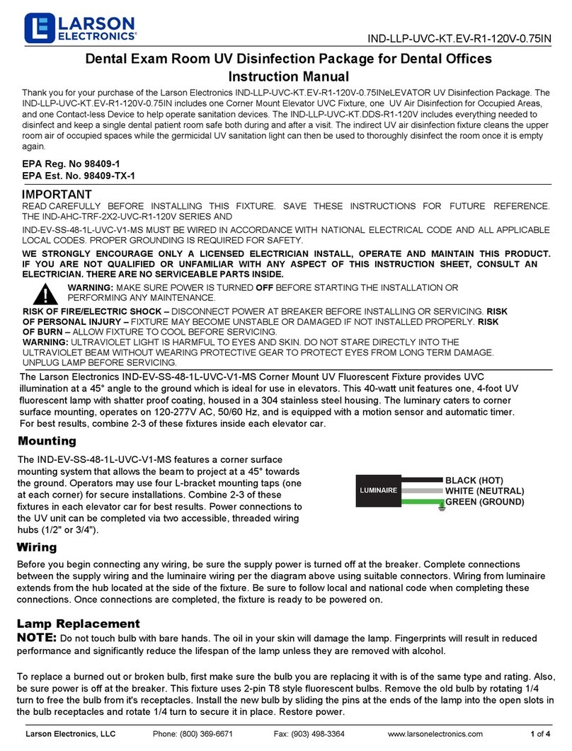Larson Electronics IND-LLP-UVC-KT.EV-R1-120V-0.75IN User manual