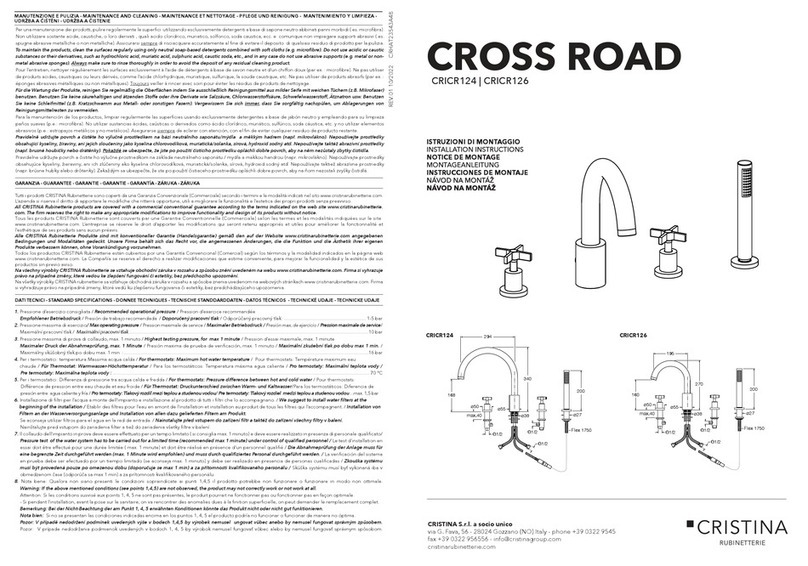 CRISTINA CROSS ROAD CRICR124 installation instructions