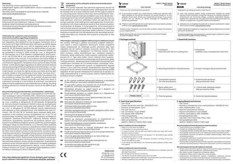 Savio FROST User manual