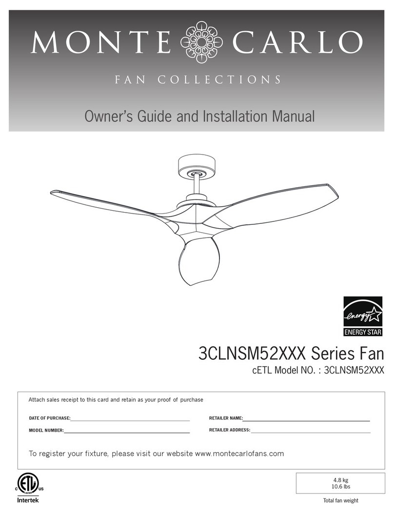 Monte Carlo Fan Company 3CLNSM52 Series Owner's guide and installation manual