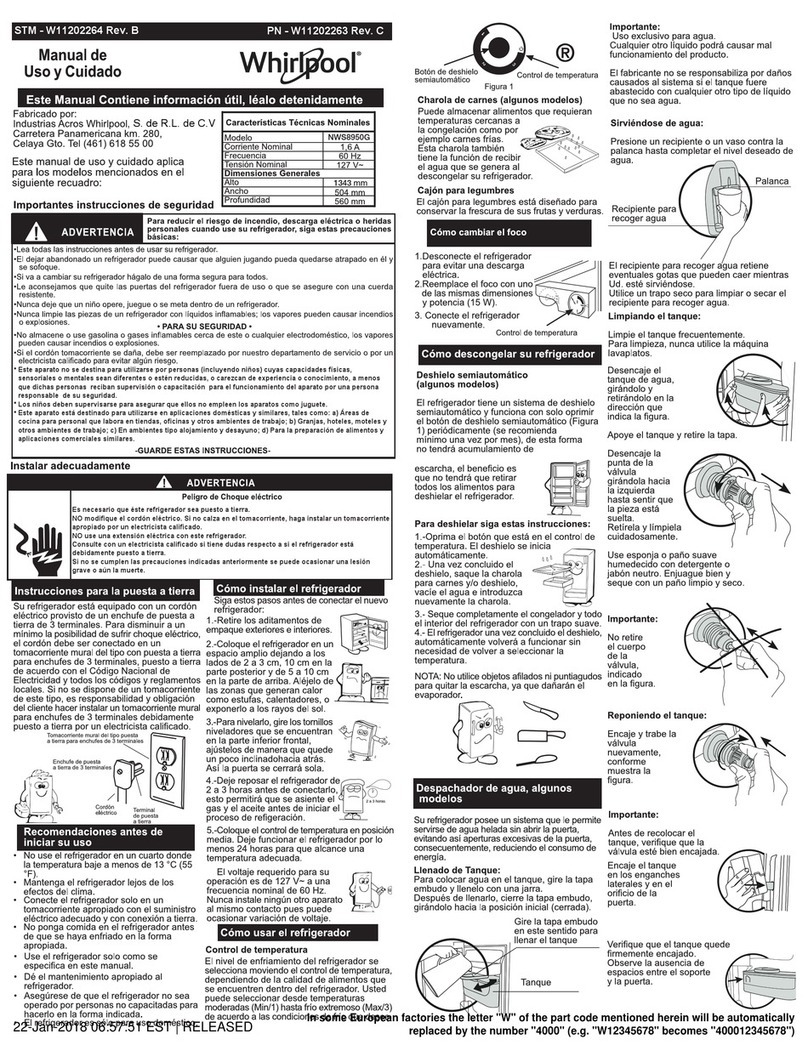 Whirlpool NWS8950G Use and care guide Whirlpool NWS8950G Use and care guide