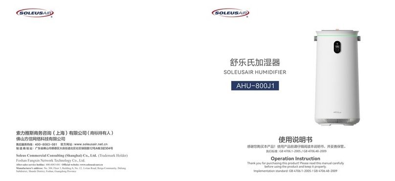 Soleus Air AHU-800J1 operation instruction