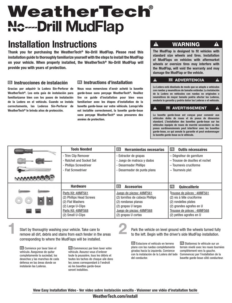 WeatherTech No-Drill MudFlap User manual WeatherTech No-Drill MudFlap User manual