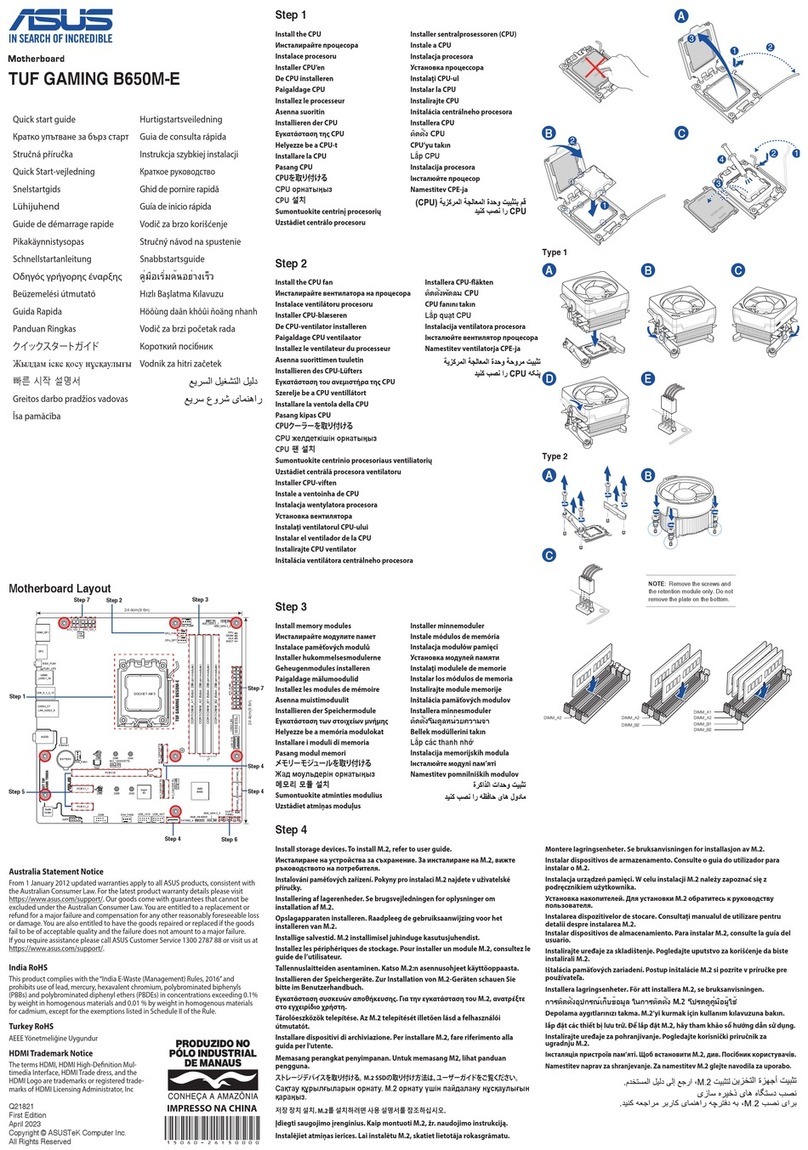 Asus TUF GAMING B650M-E WIFI quick start guide