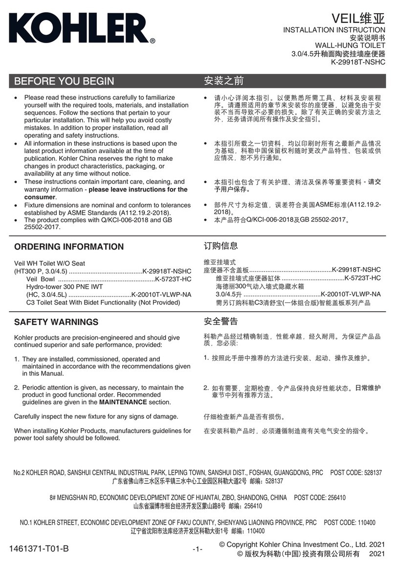 Kohler K-29918T-NSHC User manual