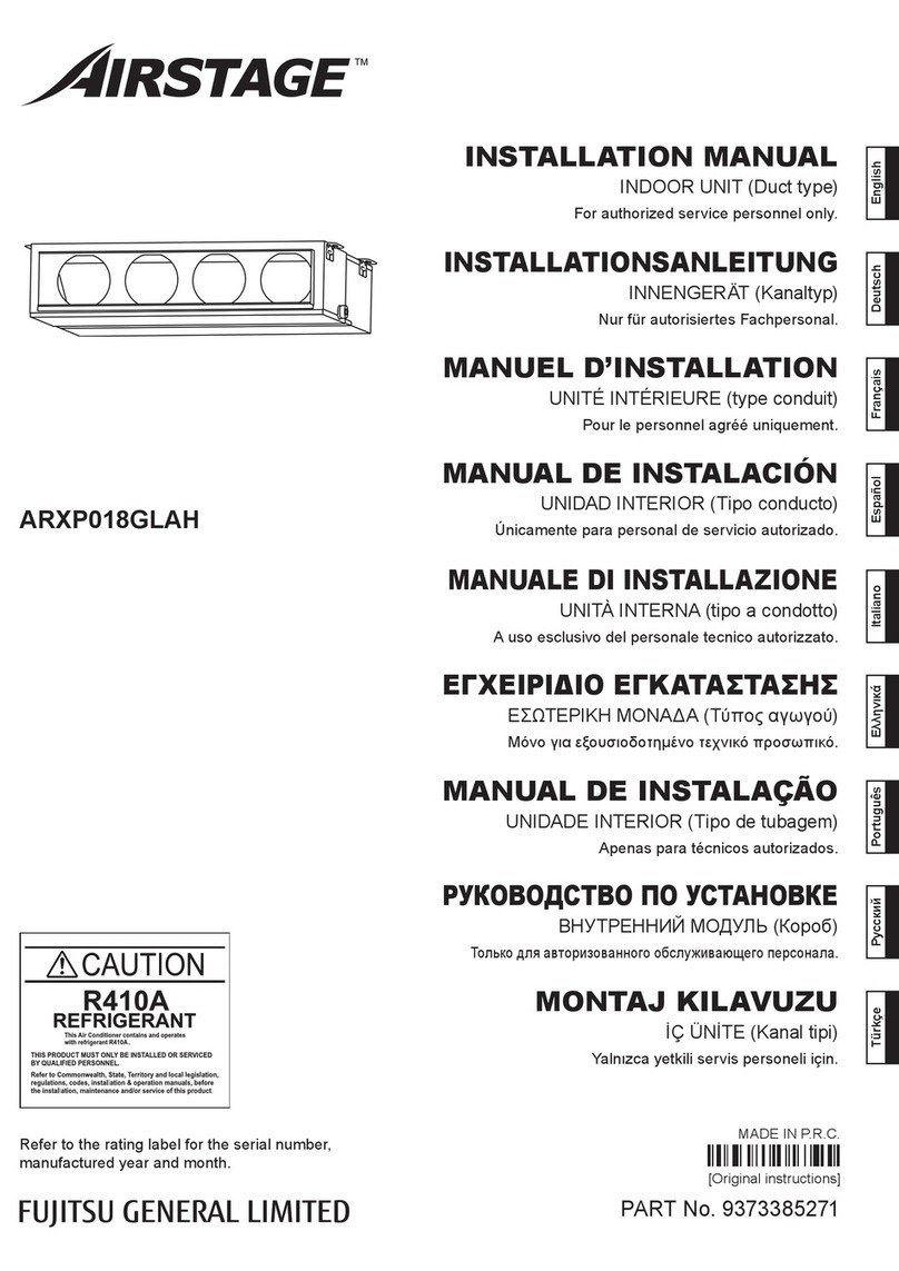 Fujitsu Airstage ARXP018GLAH installation manual