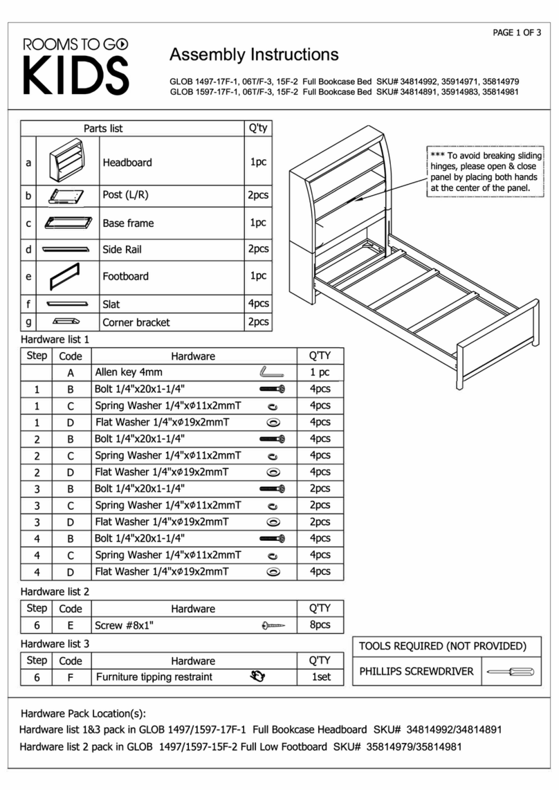 ROOMS TO GO KIDS GLOB 1497-17F-1 Assembly instructions