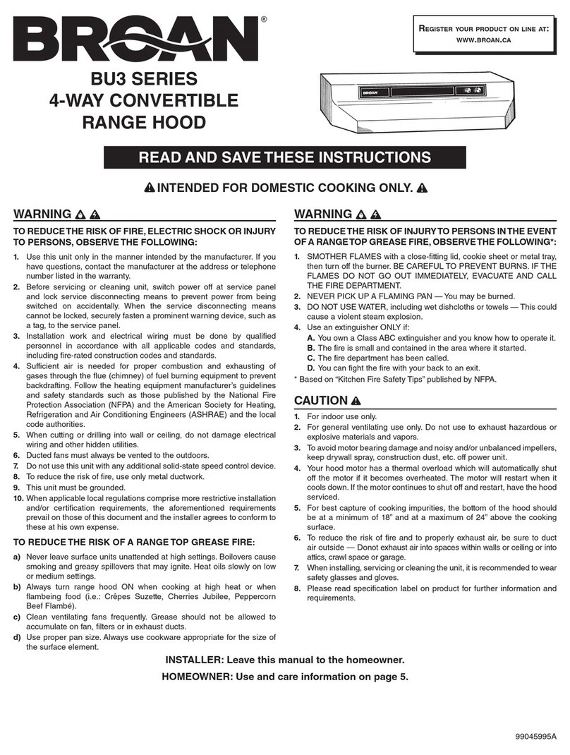 Broan BU3 Series instructions
