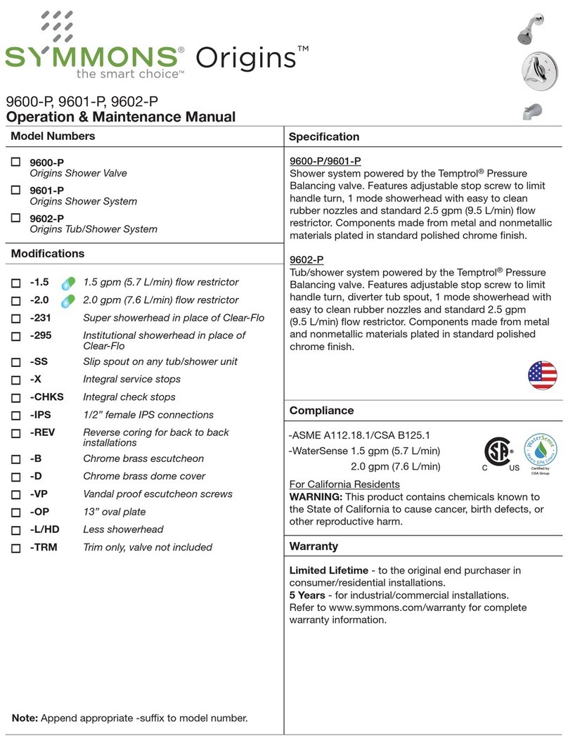 Symmons Origins 9600-P Manual