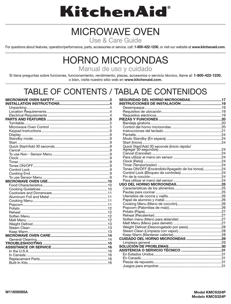 KitchenAid KMCS324P Use & care guide