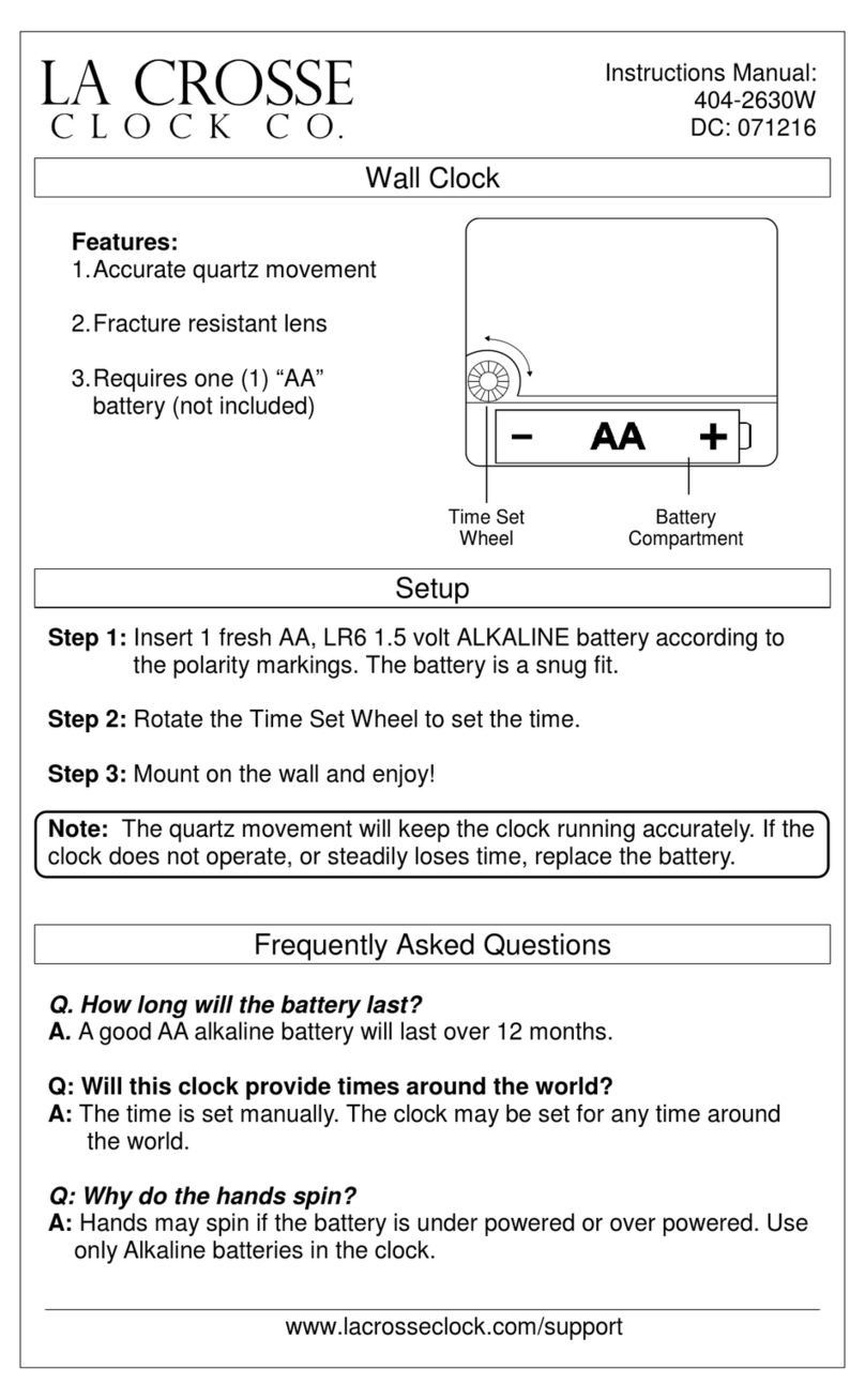 LA CROSSE CLOCK 404-2630W User manual
