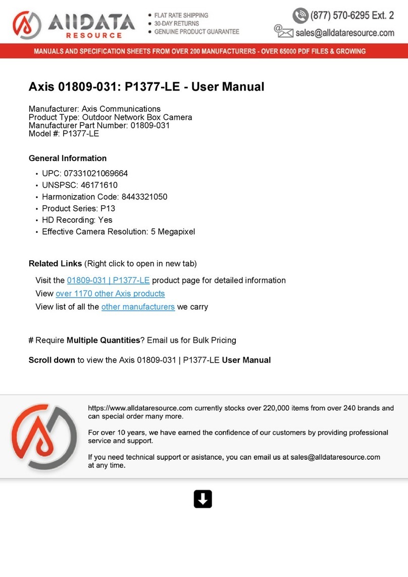 Axis 01809-031 User manual Axis 01809-031 User manual