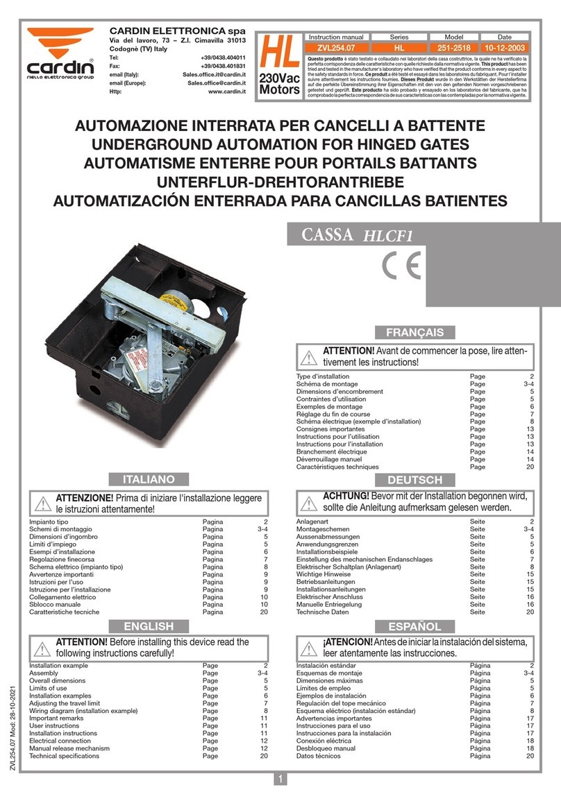 Cardin CASSA HLCF1 instruction manual