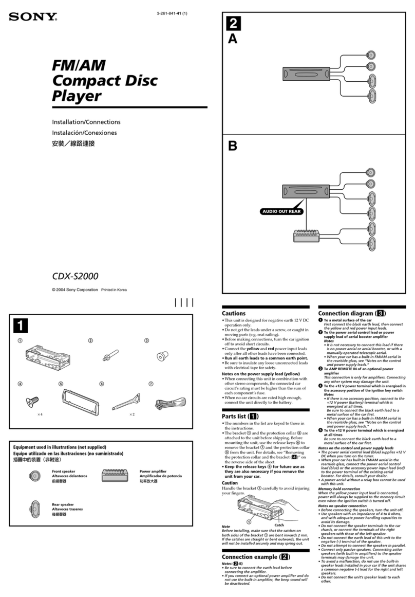 Sony CDX-S2000 - Fm/am Compact Disc Player Installation/connections