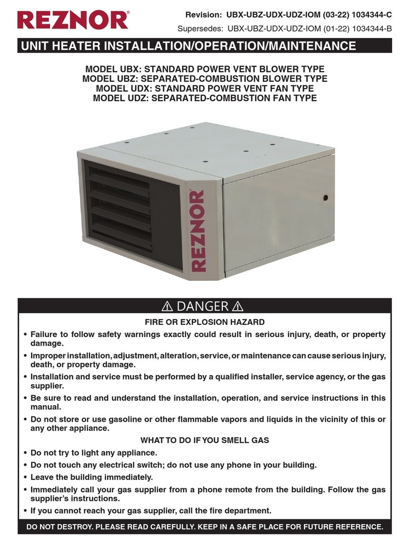 Reznor UBX Series Installation operation & maintenance