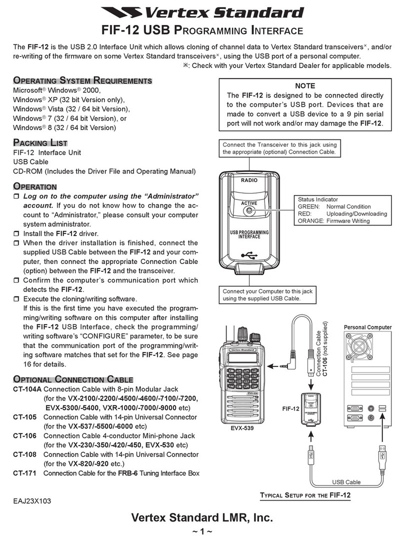 Vertex Standard FIF-12 quick start guide