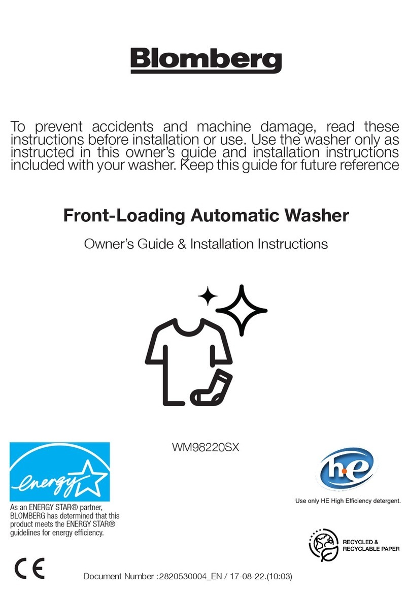 Blomberg WM98220SX Owner's guide and installation instructions