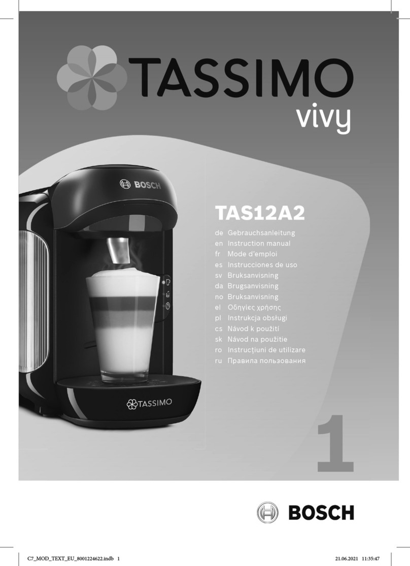 Bosch Tassimo Vivy TAS12A2 User manual Bosch Tassimo Vivy TAS12A2 User manual