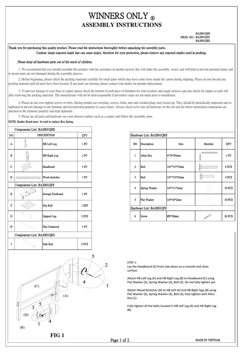 Winners Only BA2001QHS Assembly instructions Winners Only BA2001QHS Assembly instructions